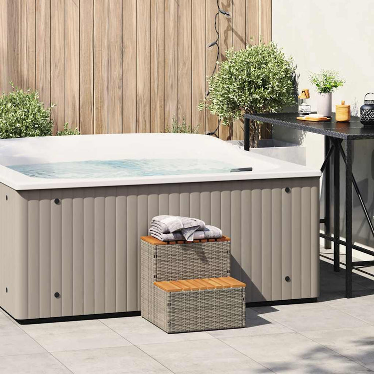 Vidaxl hottub-opplement 50x50x50.5 cm en rattan solide acaciahout gris