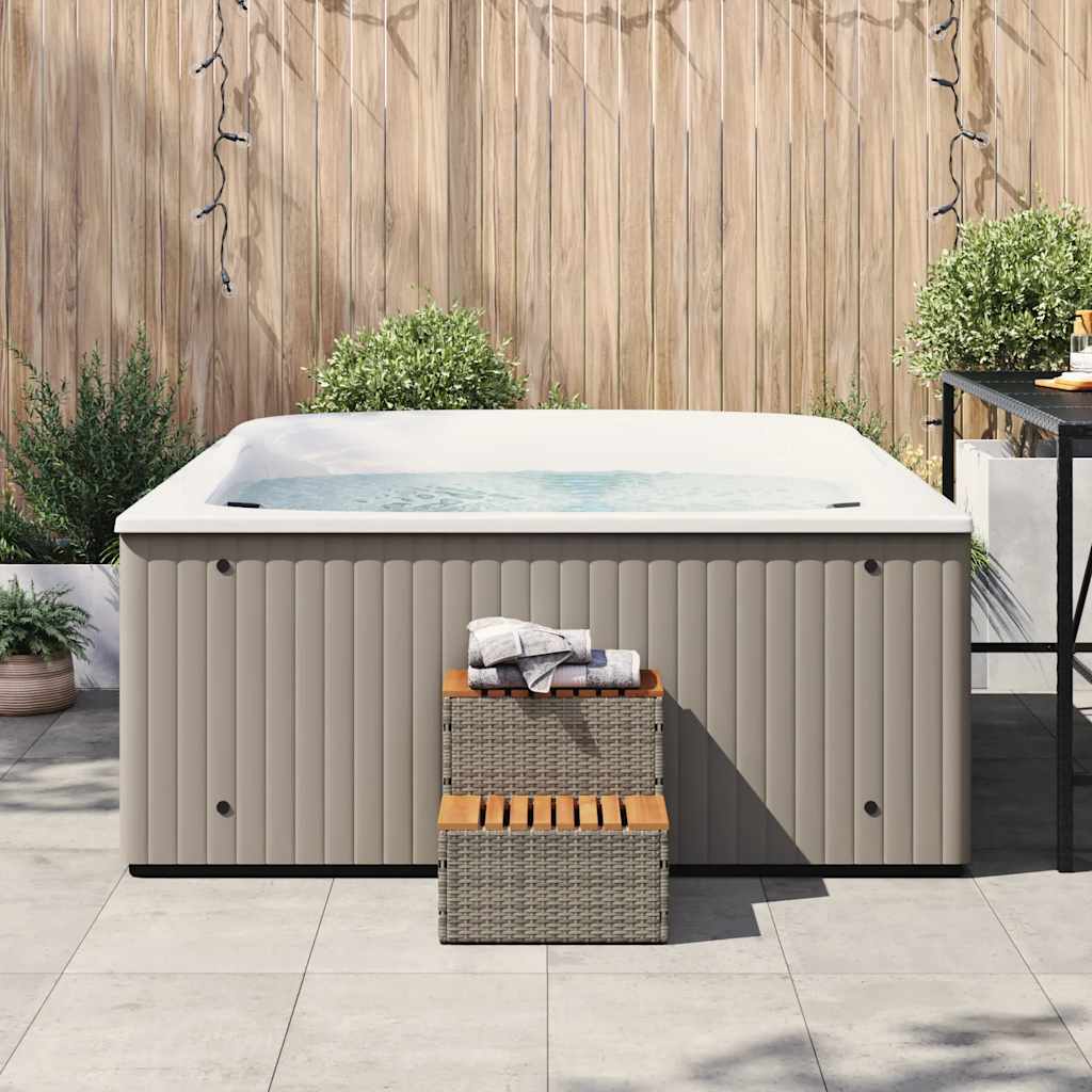 Vidaxl hottub-opplement 50x50x50.5 cm en rattan solide acaciahout gris