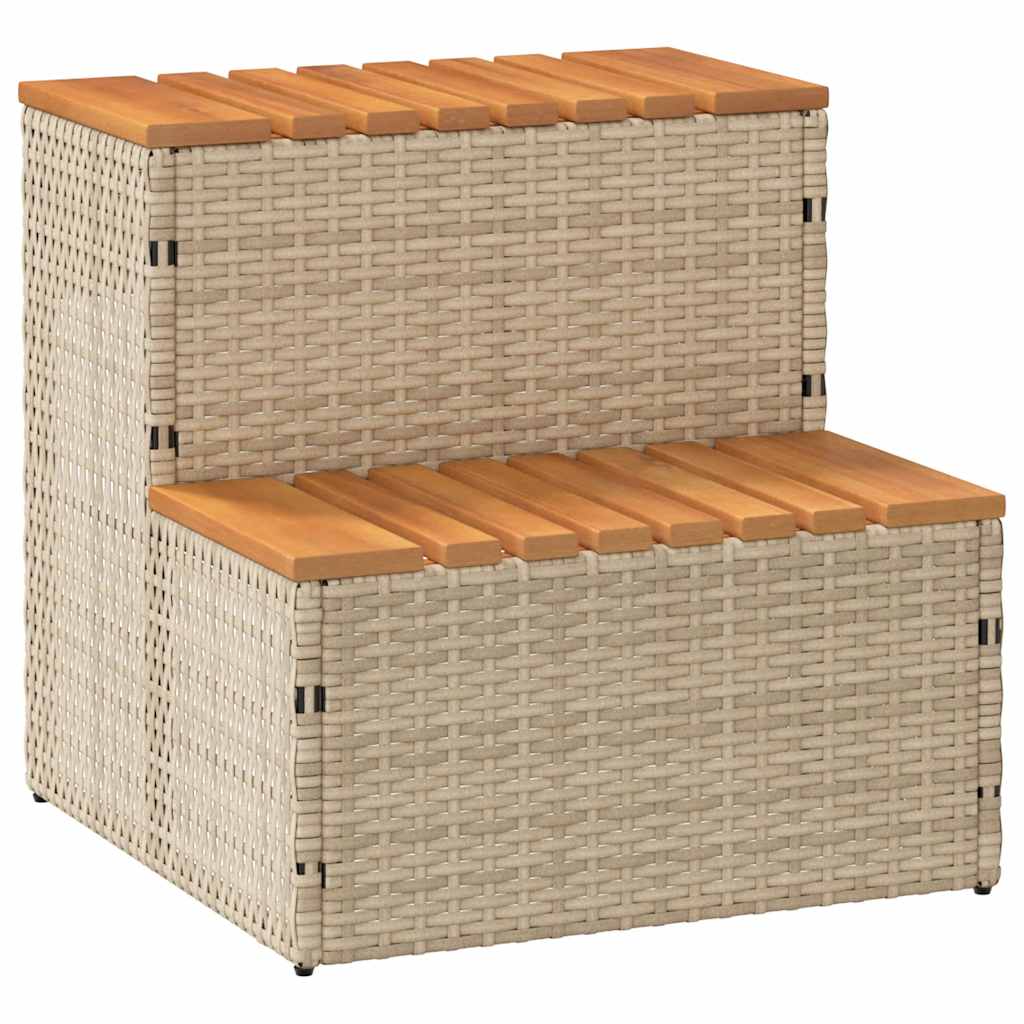 Vidaxl hottub-opplement 50x50x50.5 cm Poly rattan solide acaciahout beige