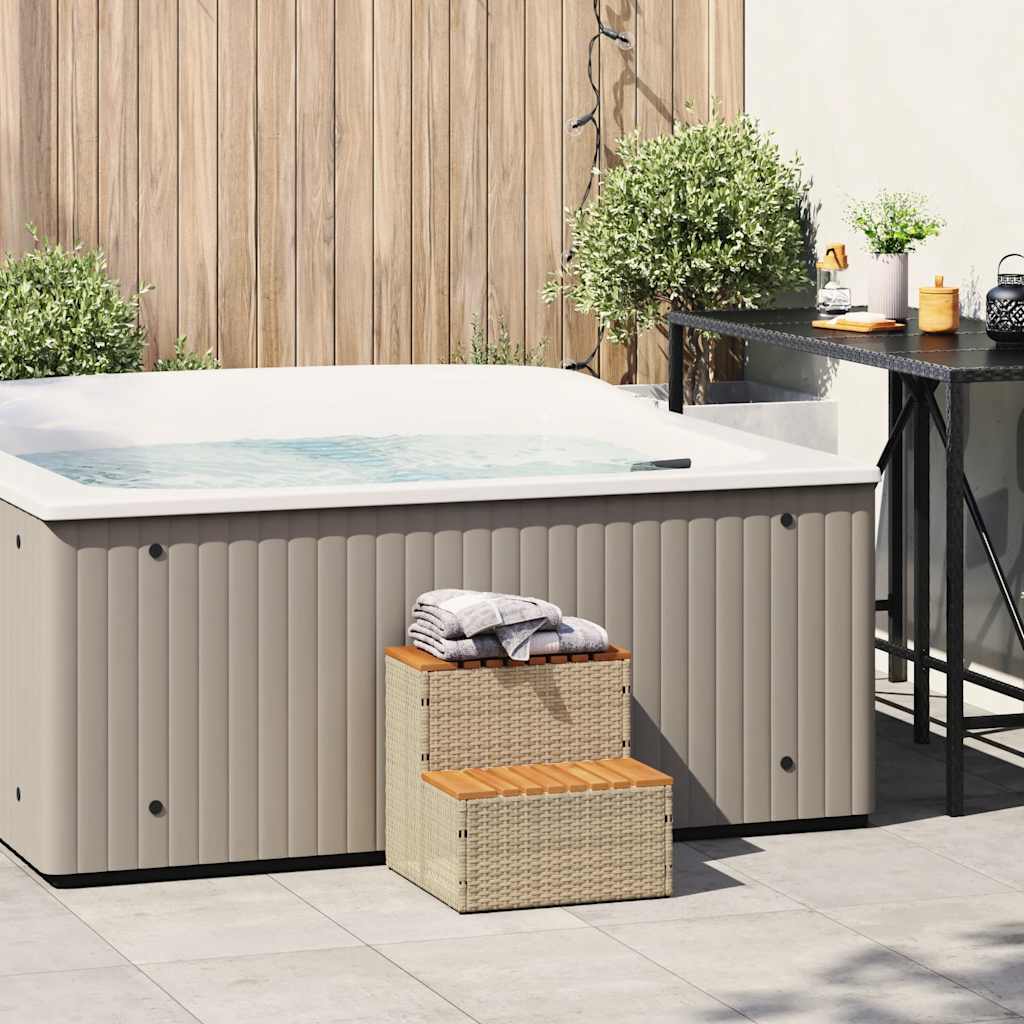 Vidaxl hottub-opplement 50x50x50.5 cm Poly rattan solide acaciahout beige