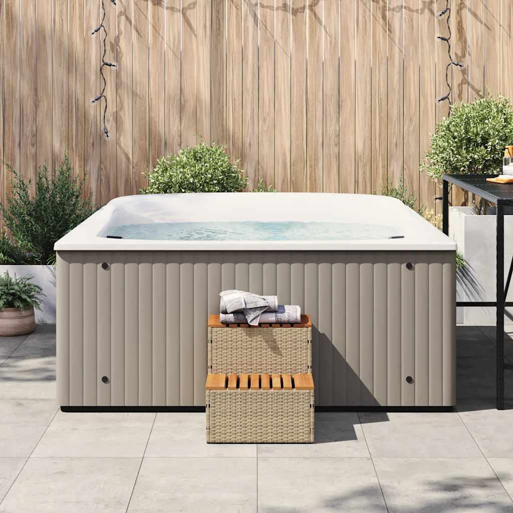 Vidaxl hottub-opplement 50x50x50.5 cm Poly rattan solide acaciahout beige