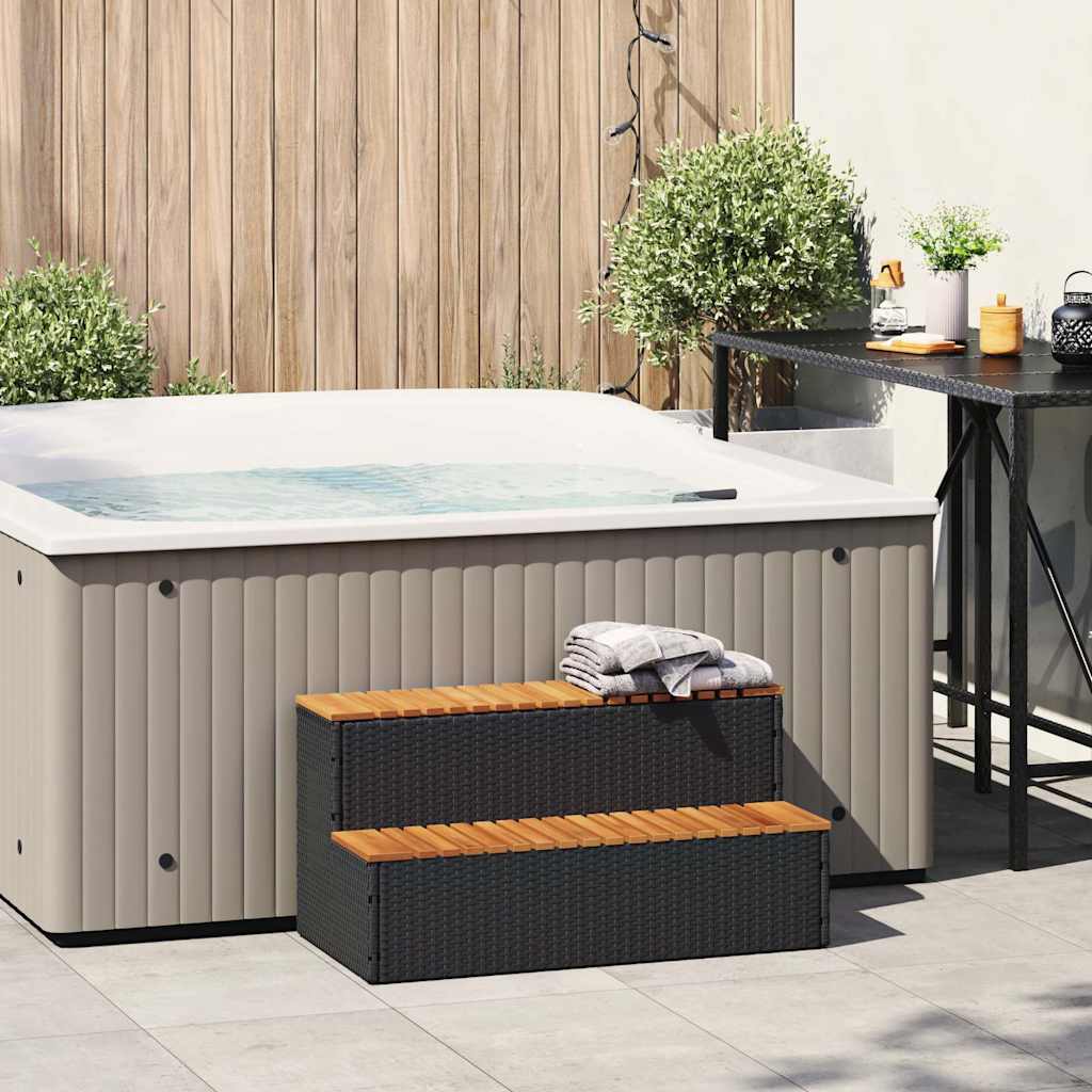 Vidaxl hottub-opplement 100x50x50,5 cm poly rattan solide acaciahout