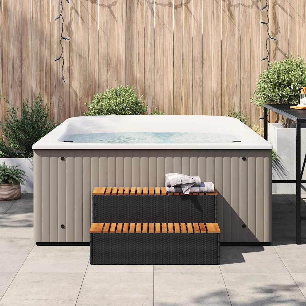 Vidaxl hottub-opplement 100x50x50,5 cm poly rattan solide acaciahout