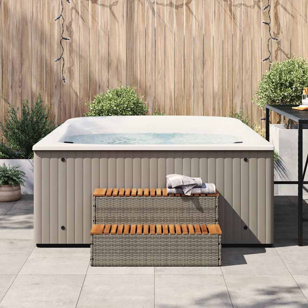 Vidaxl hottub-opplement 100x50x50,5 cm poly rattan solide acaciahout