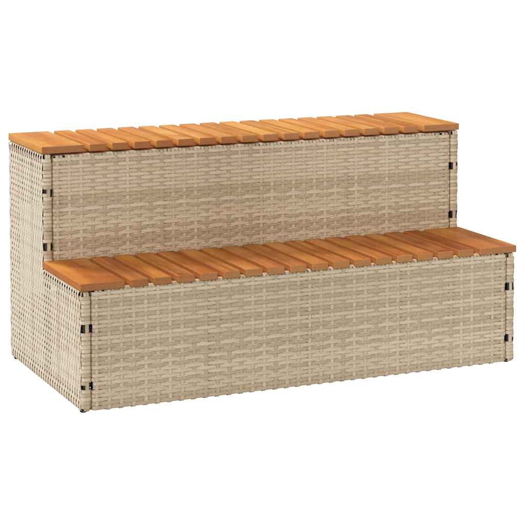 Vidaxx marche pour spa 100x50x50,5 cm polyrotin bois d'acacia massif