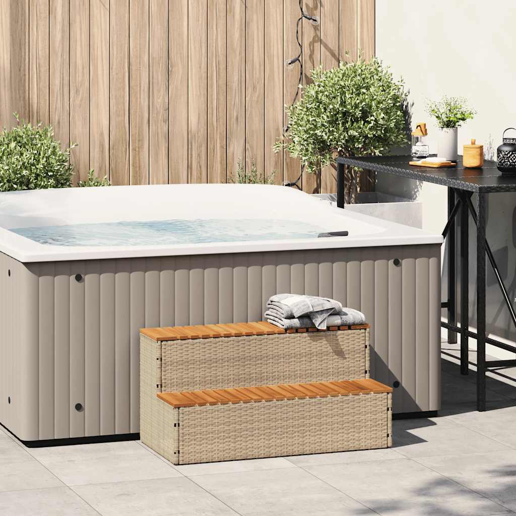 Vidaxx marche pour spa 100x50x50,5 cm polyrotin bois d'acacia massif