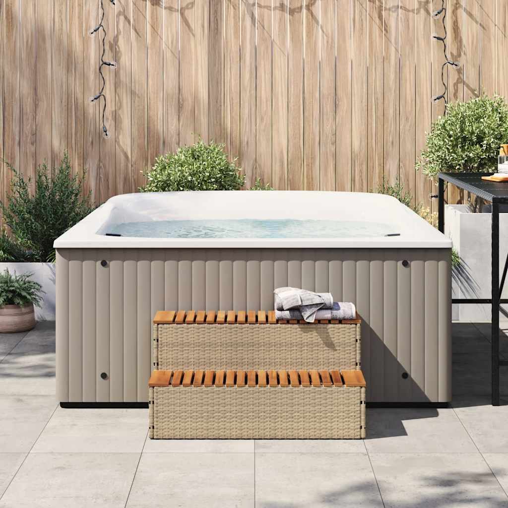 Vidaxx marche pour spa 100x50x50,5 cm polyrotin bois d'acacia massif