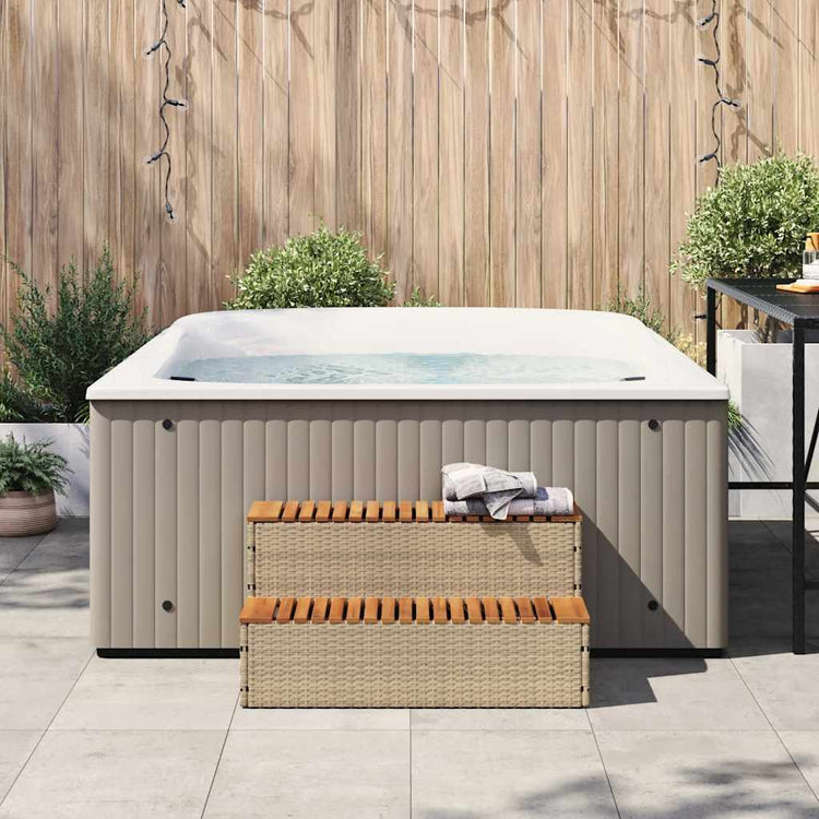 Vidaxx marche pour spa 100x50x50,5 cm polyrotin bois d'acacia massif