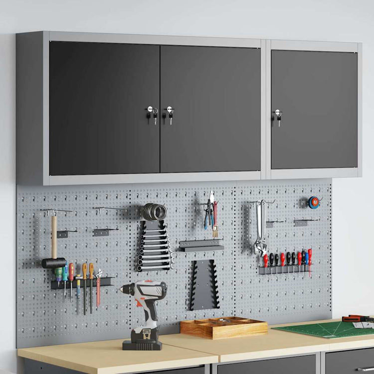 Vidaxxl ensemble d'armoires à outils avec étagère 5 pièces en acier thermolaqué noir