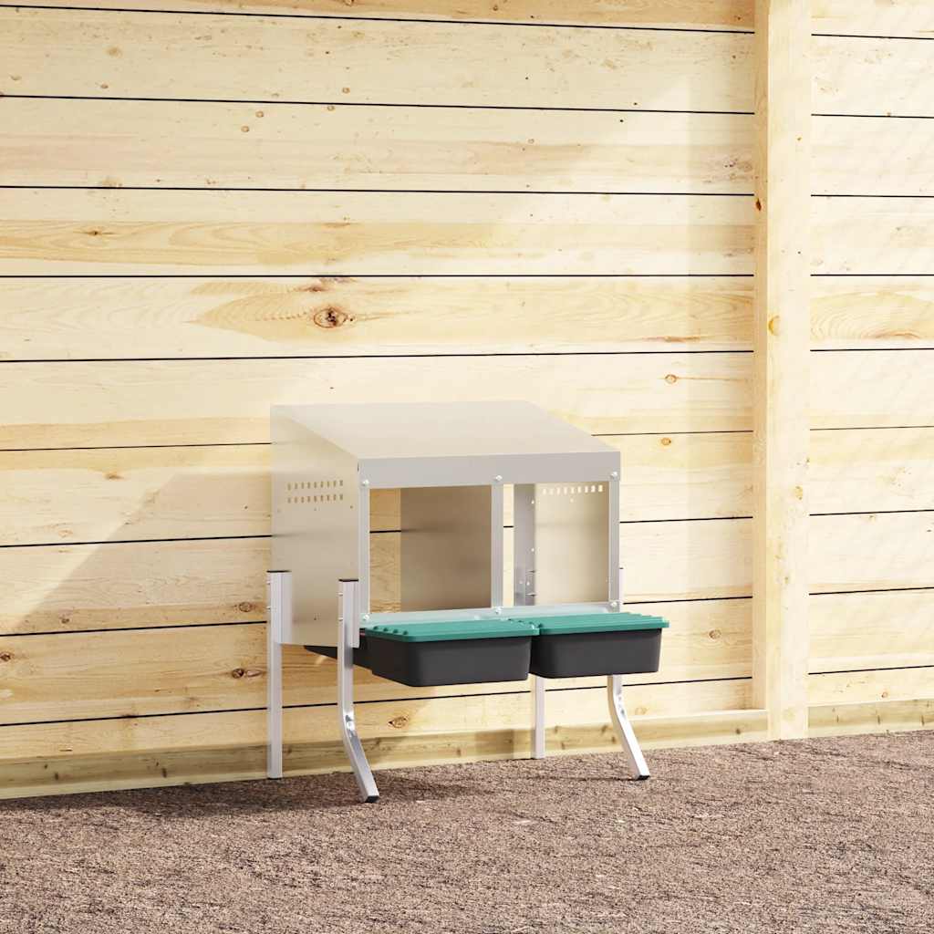Nichoir à poules Vidaxl 2 compartiments avec pieds en acier galvanisé