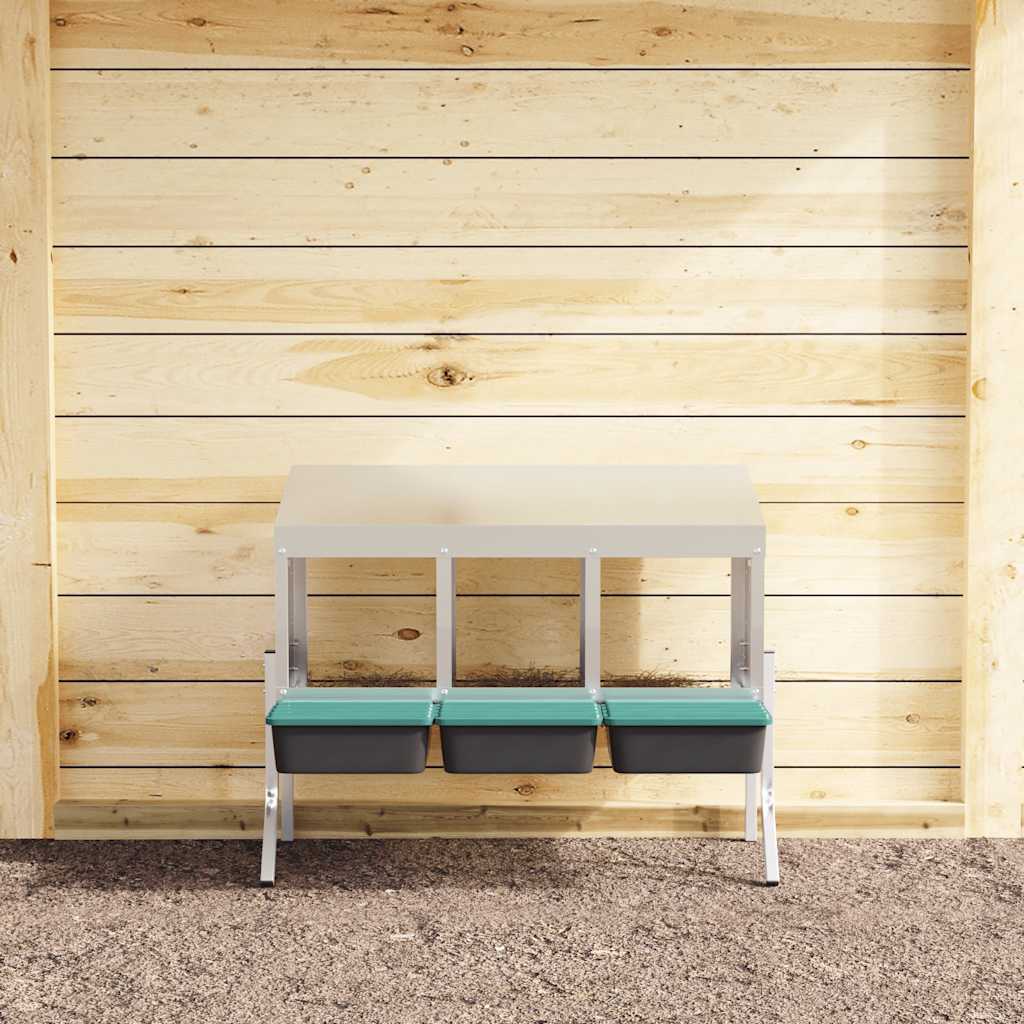 Nichoir à poules Vidaxl 3 compartiments avec pieds en acier galvanisé