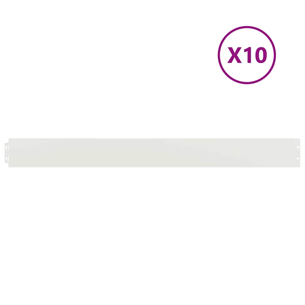 Vidaxl bordures de pelouse 10 pcs 10x103 cm acier laminé à froid blanc