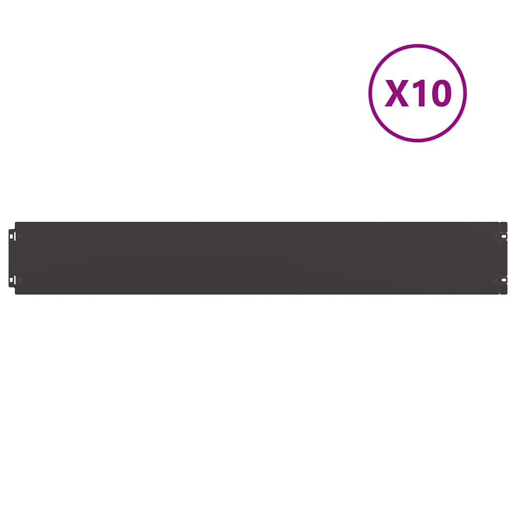 Vidaxl bordures de pelouse 10 pcs 15x103 cm acier laminé à froid noir