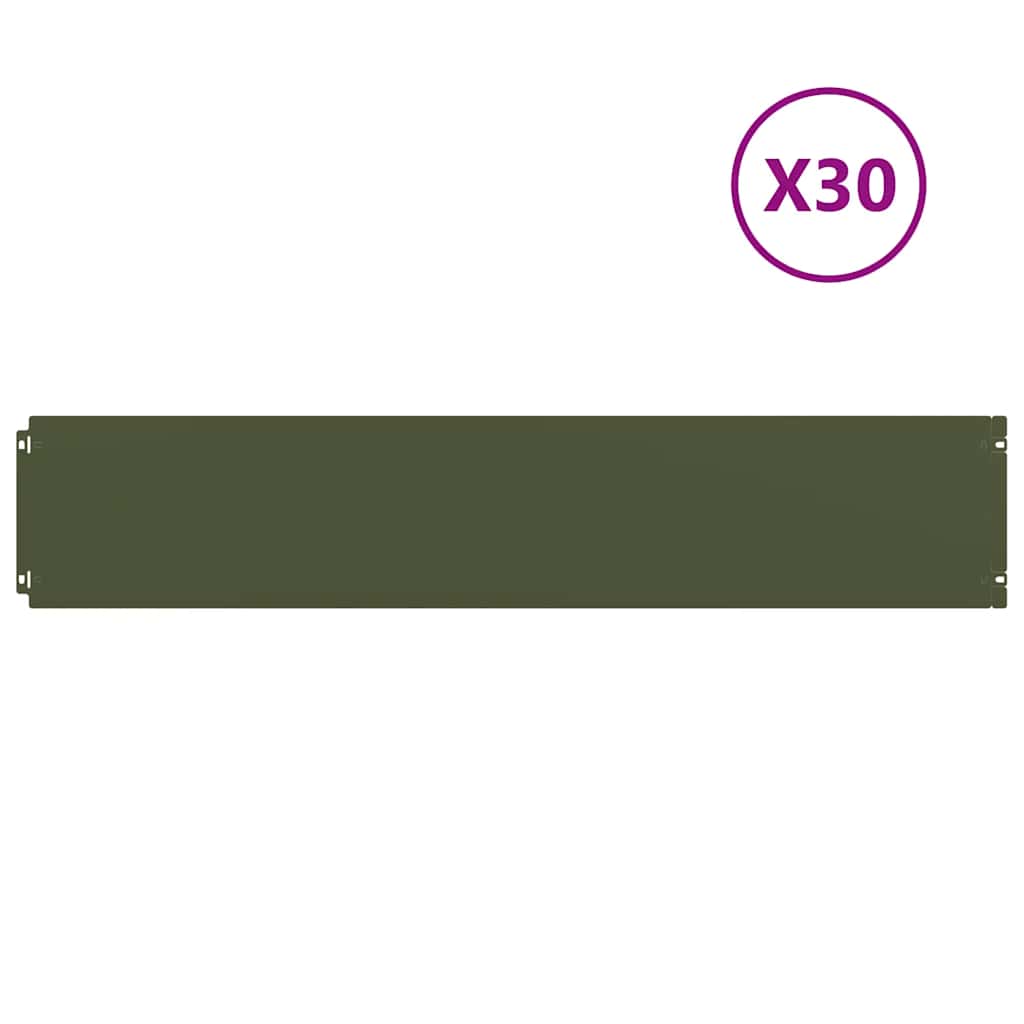 Vidaxl bordures de pelouse 30 pcs 20x103 cm acier laminé à froid vert olive