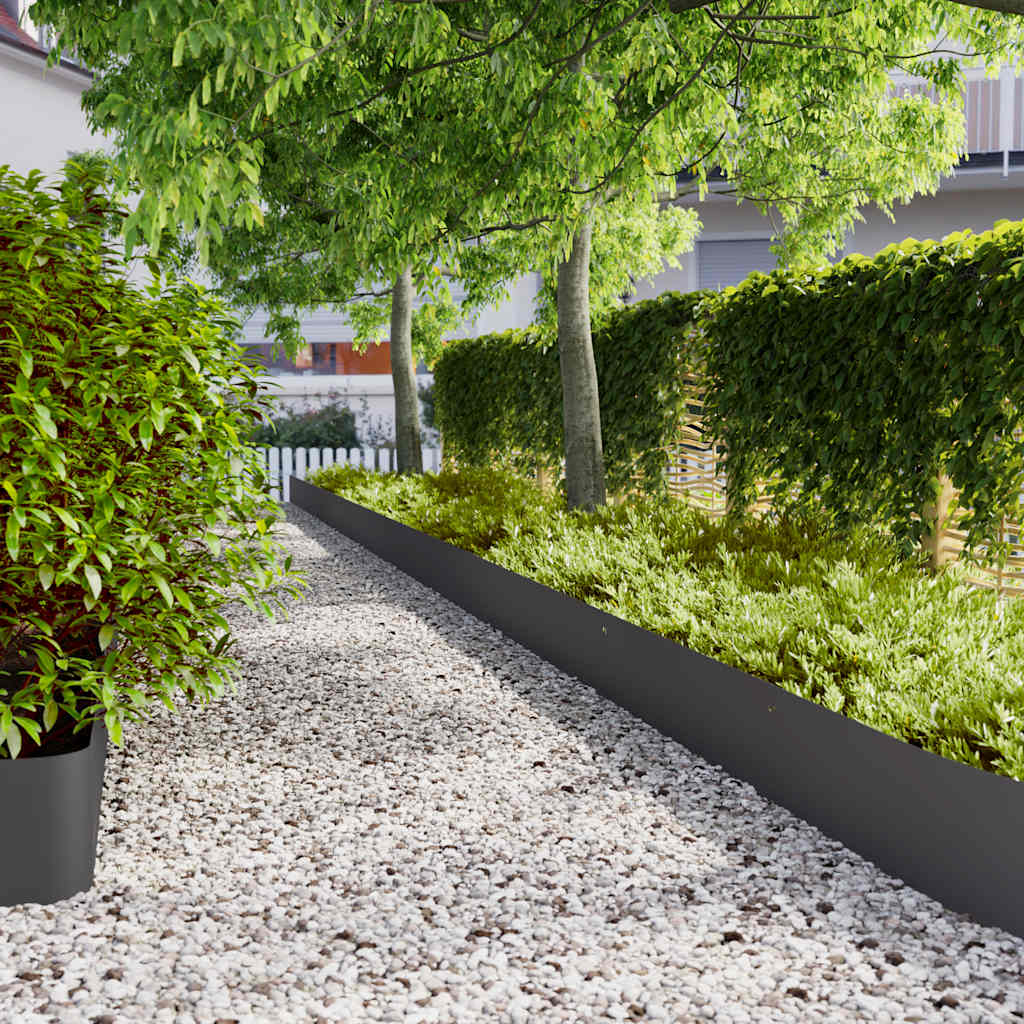 Vidaxl bordures de pelouse 10 pcs 25x103 cm acier laminé à froid noir