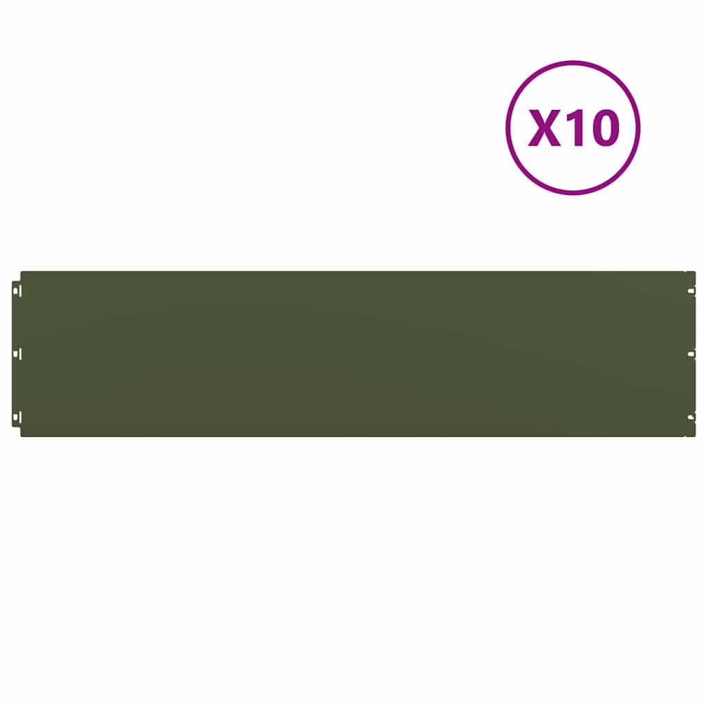 Vidaxl bordures de pelouse 10 pcs 25x103 cm acier laminé à froid vert olive