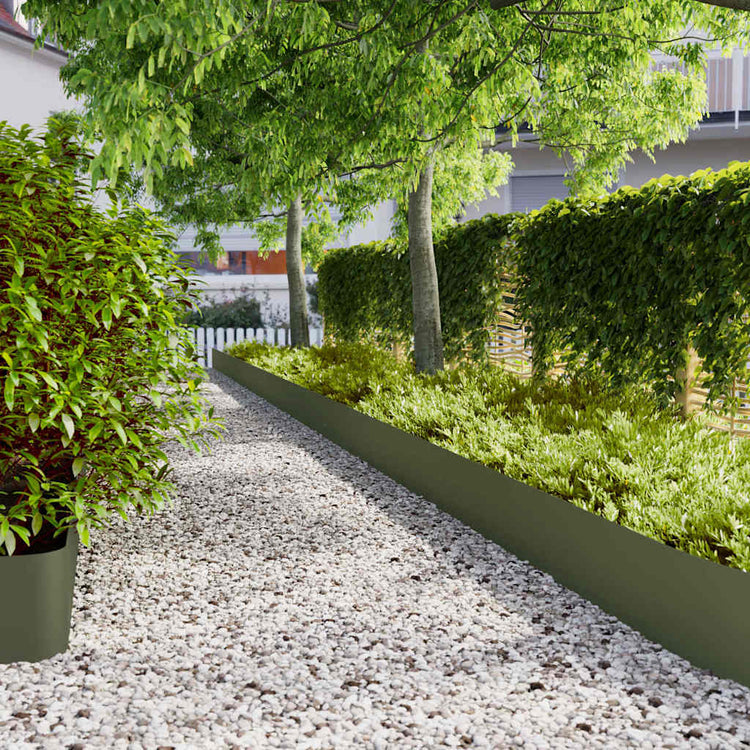 Vidaxl bordures de pelouse 10 pcs 25x103 cm acier laminé à froid vert olive