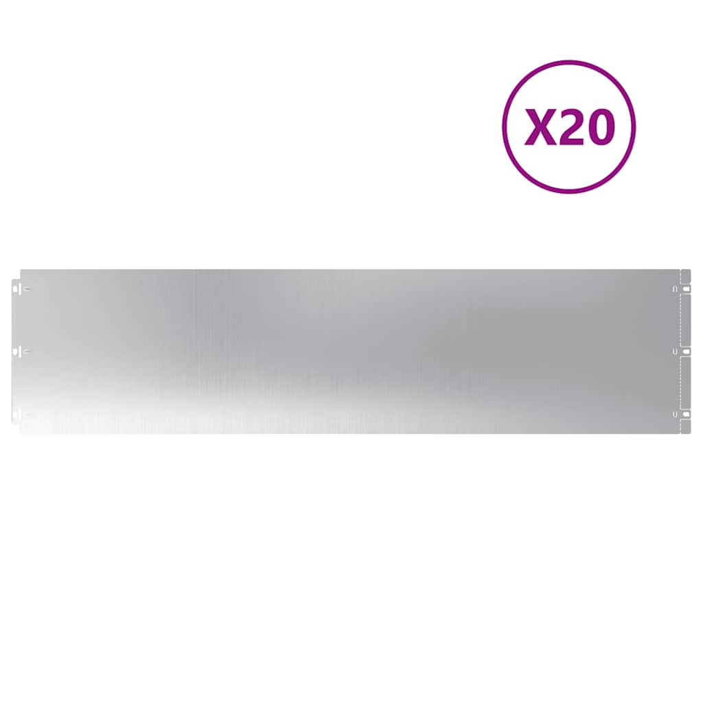 Vidaxl bordures de pelouse 20 pcs 25x103 cm acier galvanisé