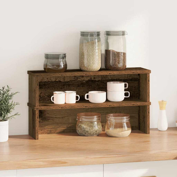 VidaXL étagères de cuisine empilables 2 pcs 50x15x16 cm couleur bois ancien