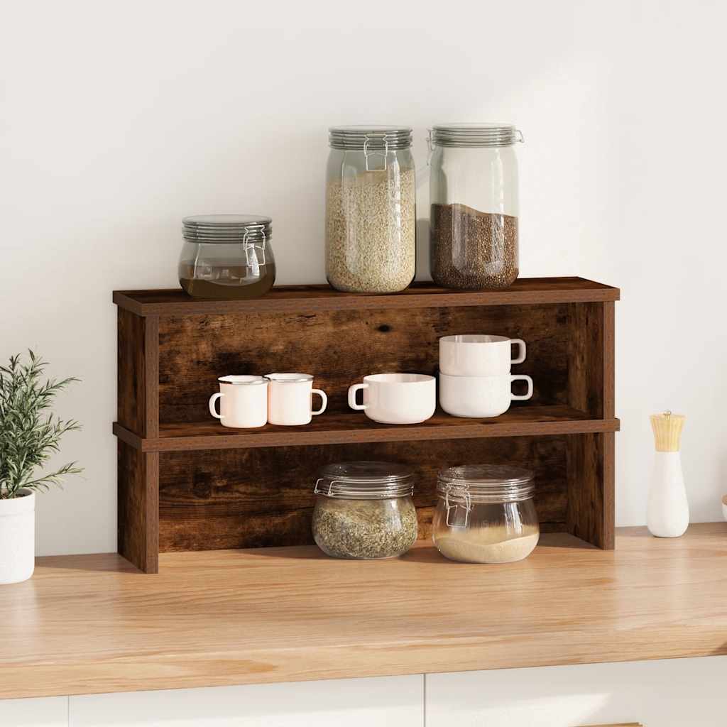 Racks de cuisine vidaxl empilables 2 pcs 60x15x16 cm de chêne fumé coloré
