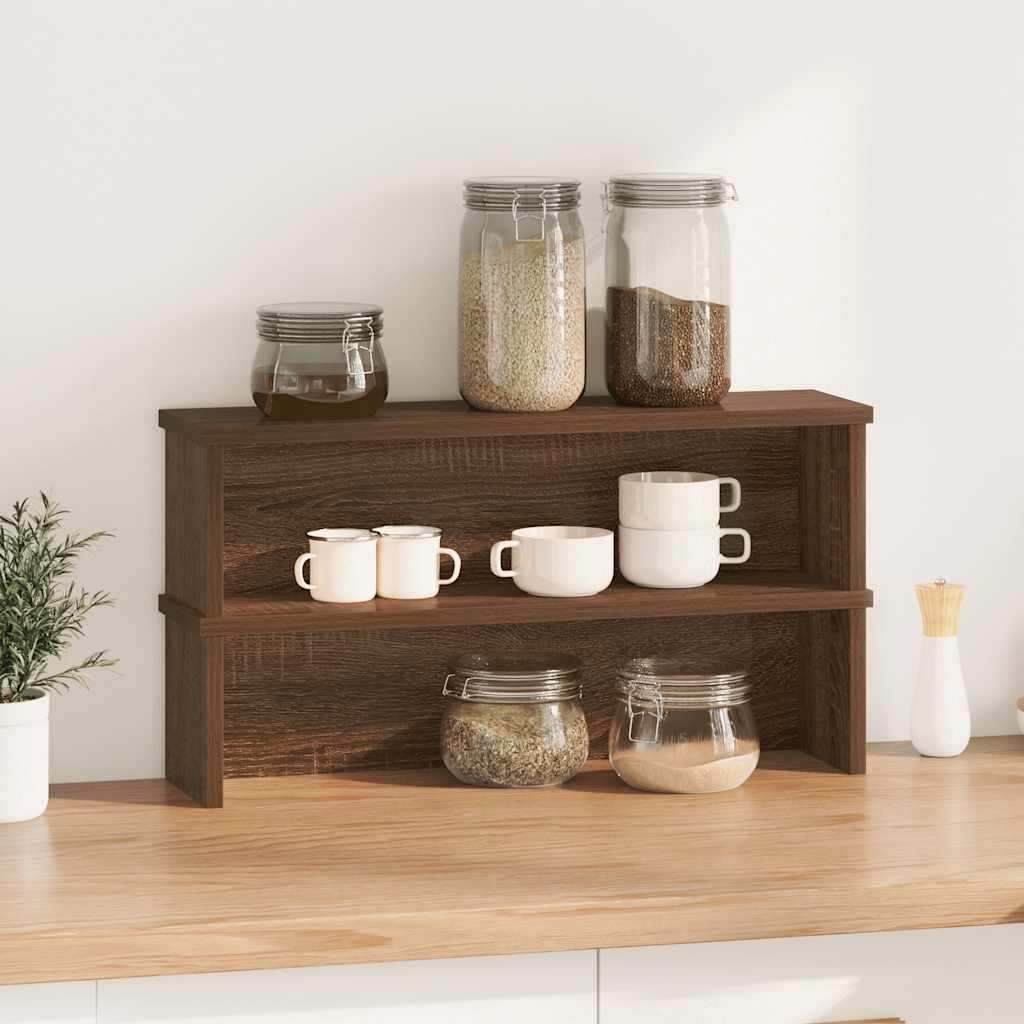 Racks de cuisine Vidaxl Empilable 2 PCS 60x15x16 cm Couleur de chêne marron