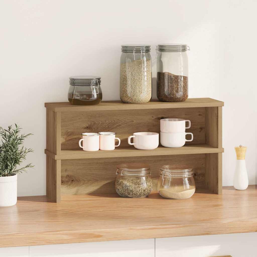Racks de cuisine Vidaxl Empilable 2 PCS 60x15x16 cm Couleur de chêne artisanal