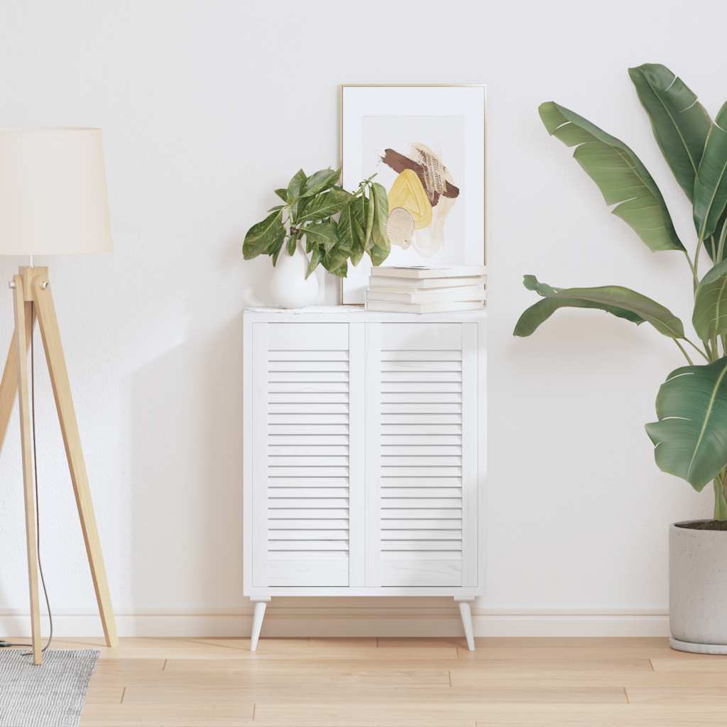 VidaXL portes d'armoire design à persiennes 2 pcs 69x29,5 cm blanc
