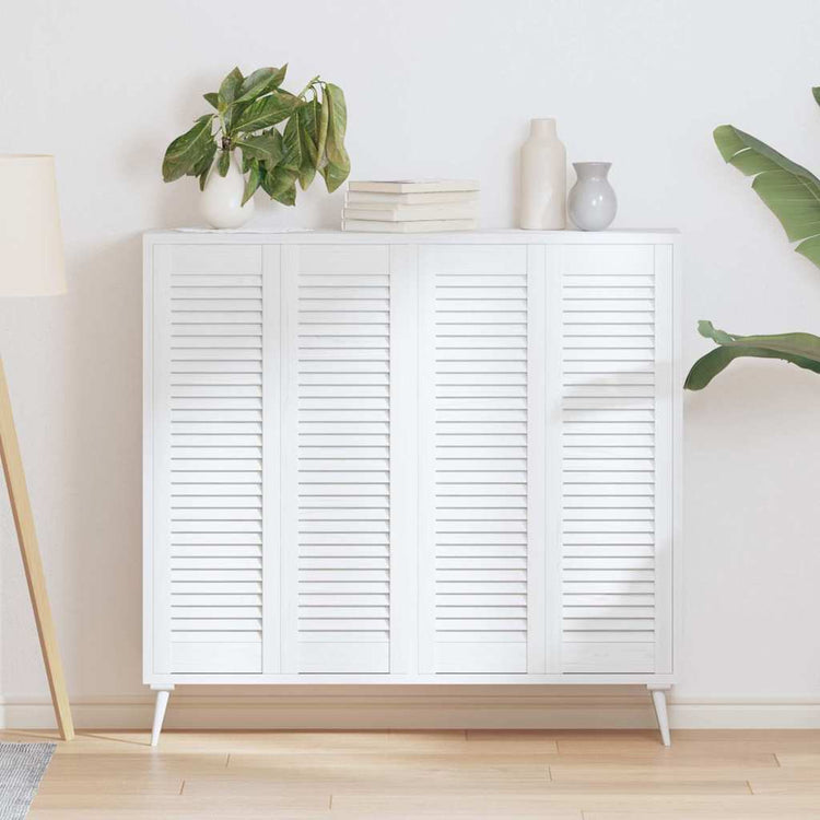 Vidaxxl portes d'armoires design à persiennes 4 pcs 99x29,5 cm blanc