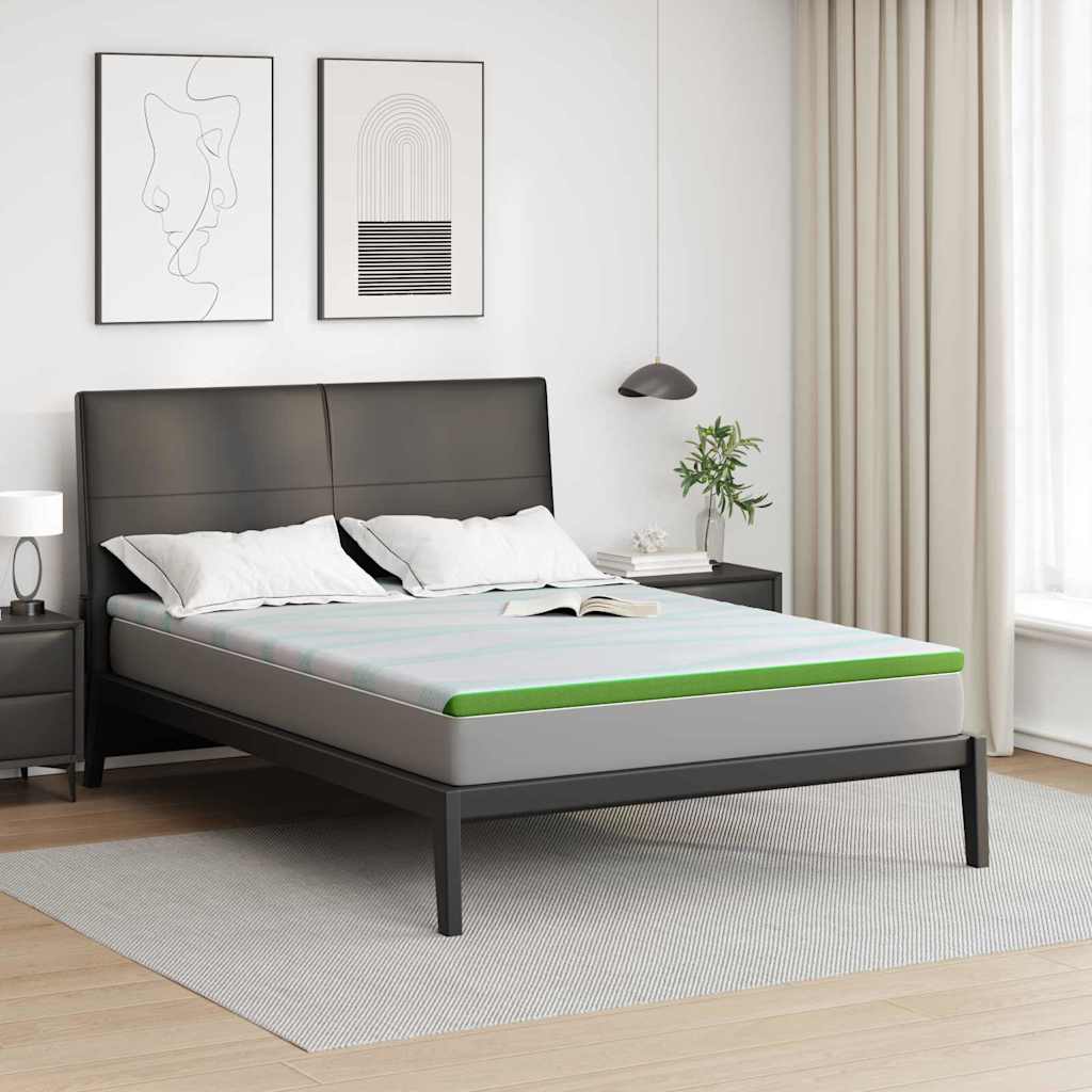 Vidaxxl surmatelas blanc et vert 160 x 200 cm tissu jacquard