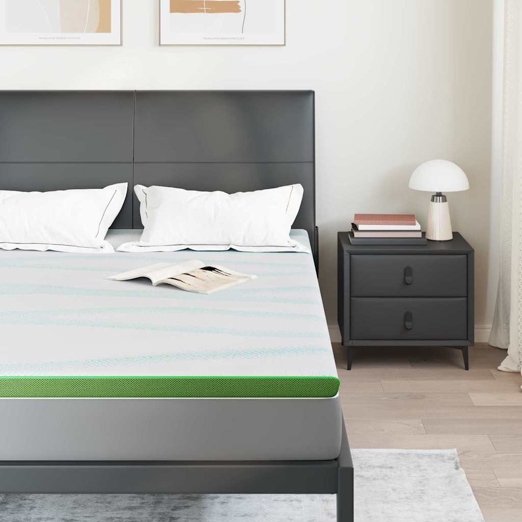 Vidaxxl surmatelas blanc et vert 160 x 200 cm tissu jacquard