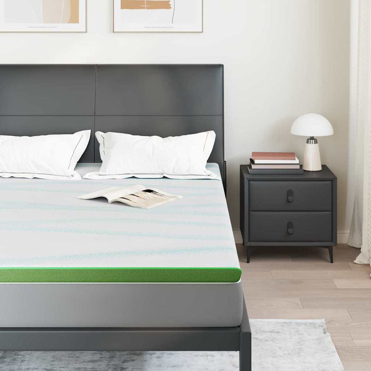 Vidaxxl surmatelas blanc et vert 160 x 200 cm tissu jacquard