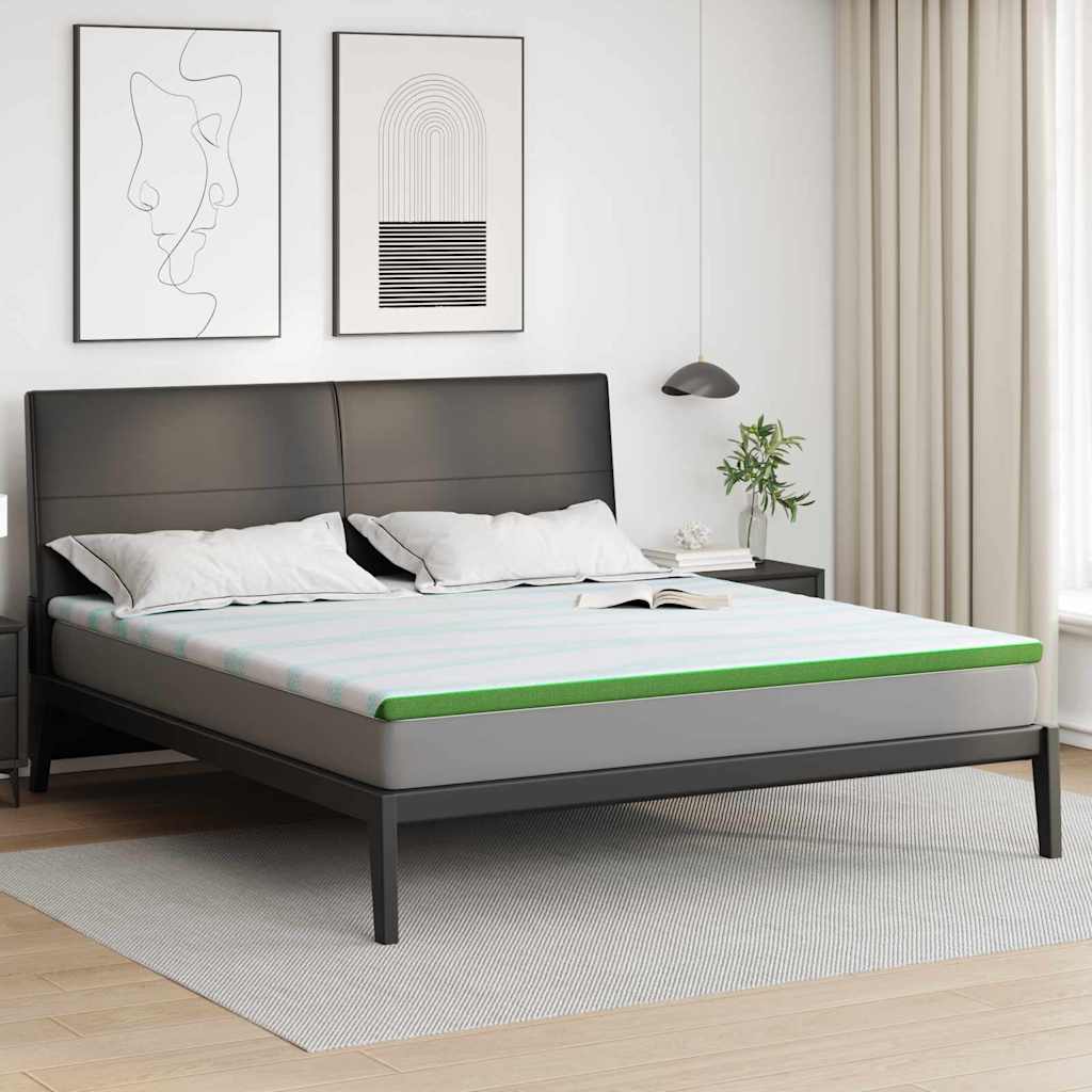 Vidaxxl surmatelas blanc et vert 200 x 200 cm tissu jacquard