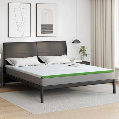 Vidaxxl surmatelas blanc et vert 200 x 200 cm tissu jacquard