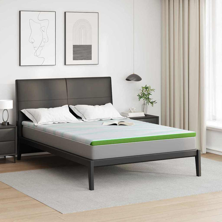 Vidaxxl surmatelas blanc et vert 160 x 200 cm tissu jacquard