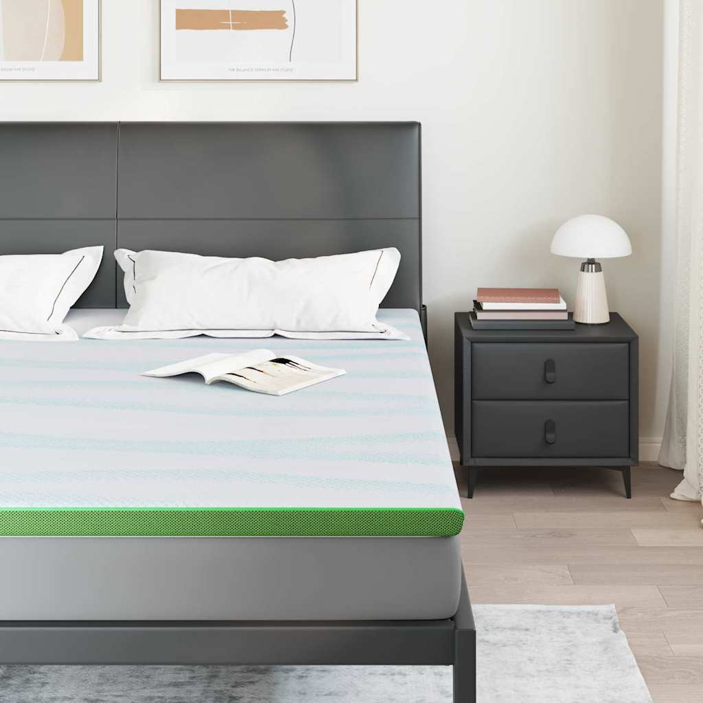 Vidaxxl surmatelas blanc et vert 180 x 200 cm tissu jacquard