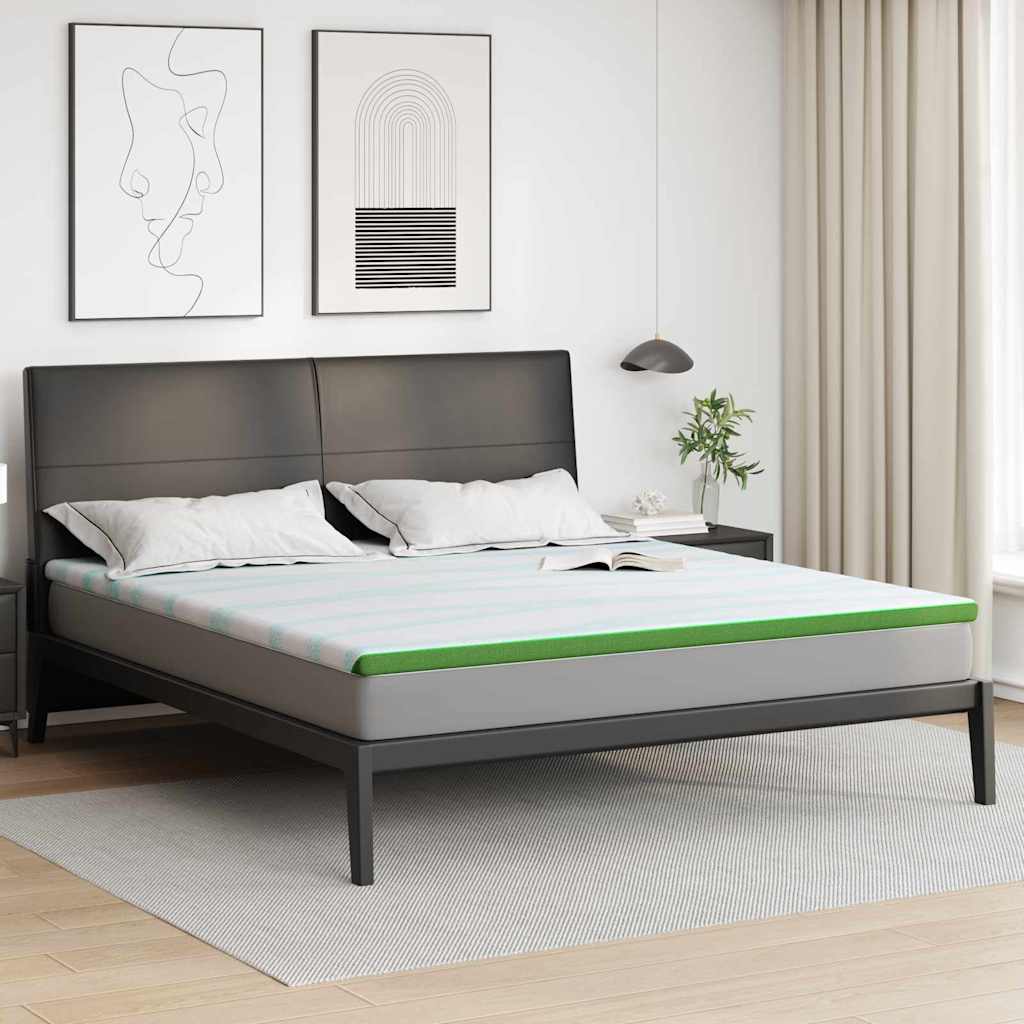 Vidaxxl surmatelas blanc et vert 200 x 200 cm tissu jacquard