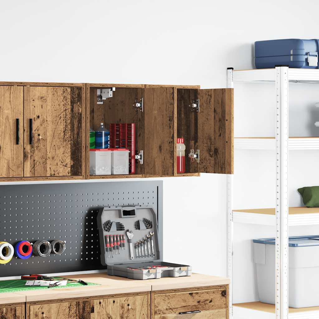 VidaXL armoires murales de garage 2 pcs bois traité, vieux bois