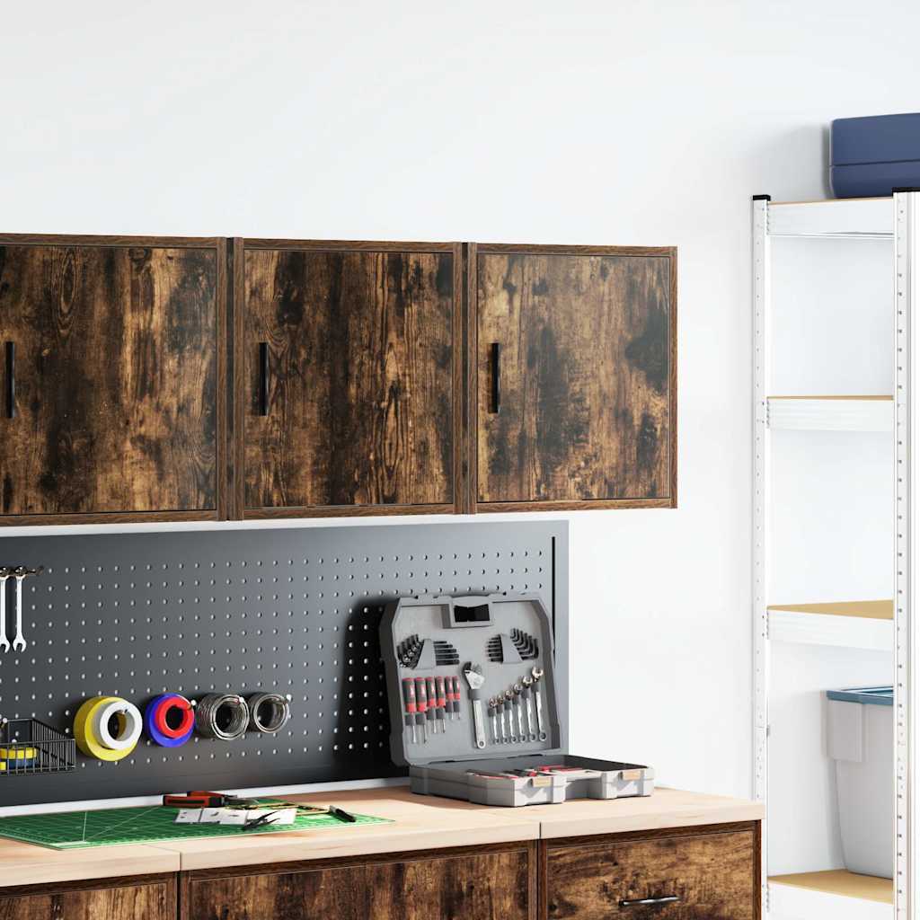 Vidaxx armoires murales de garage 2 pcs aggloméré chêne fumé