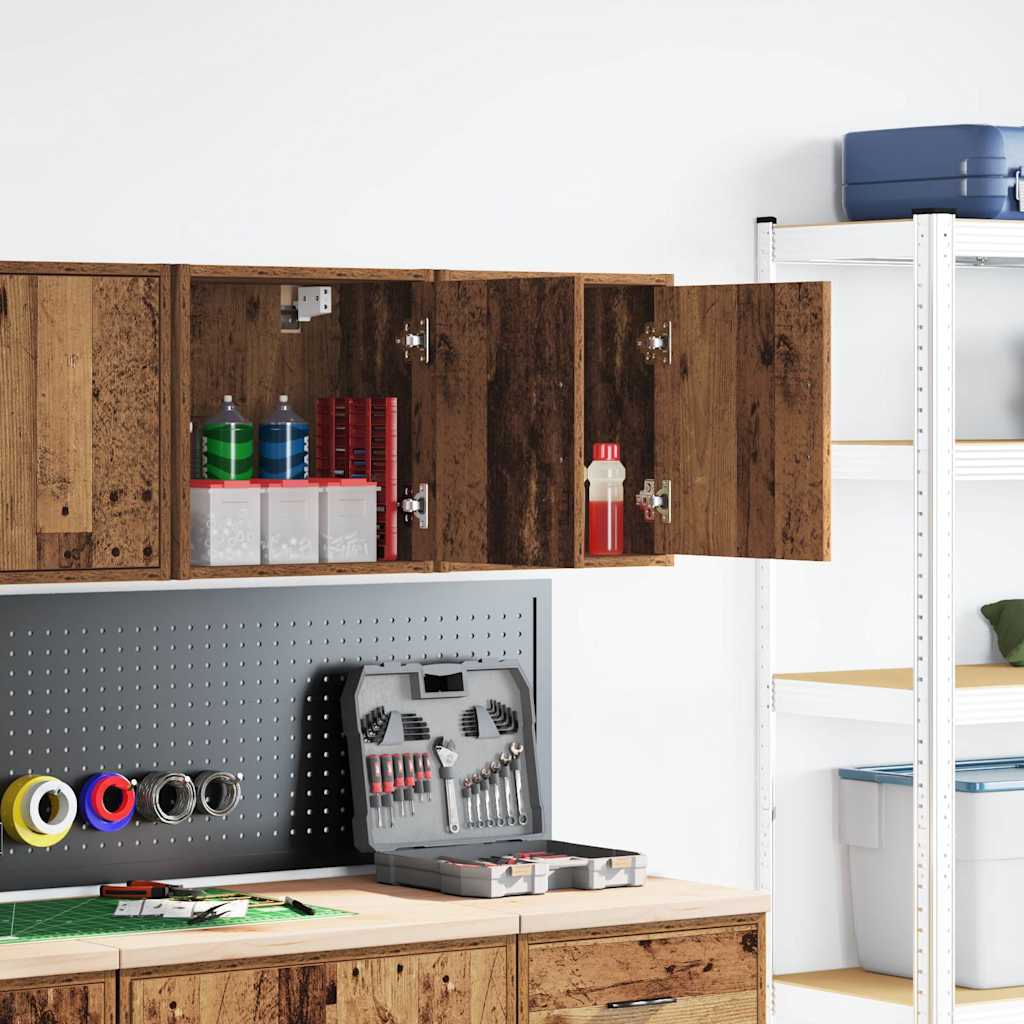 VidaXL armoires murales de garage 2 pcs bois traité, vieux bois