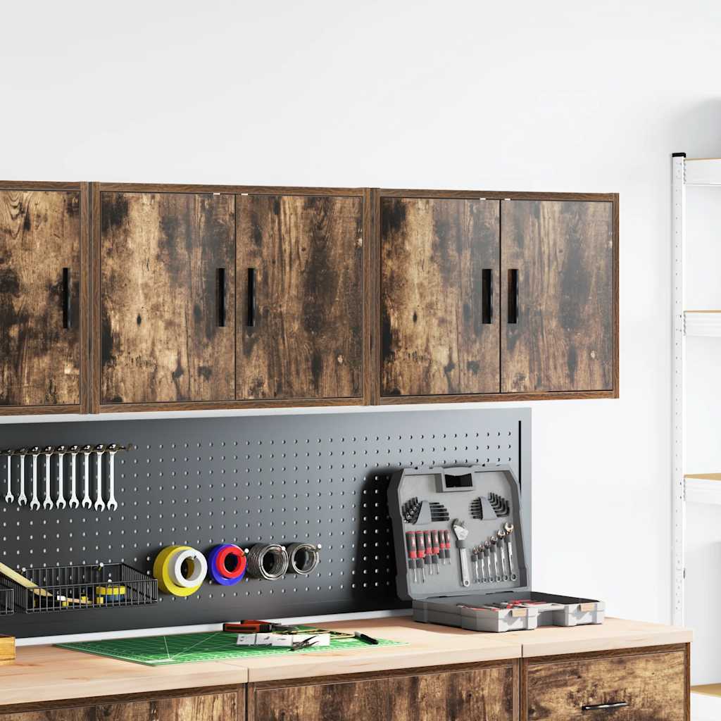 Vidaxx armoires murales de garage 2 pcs aggloméré chêne fumé
