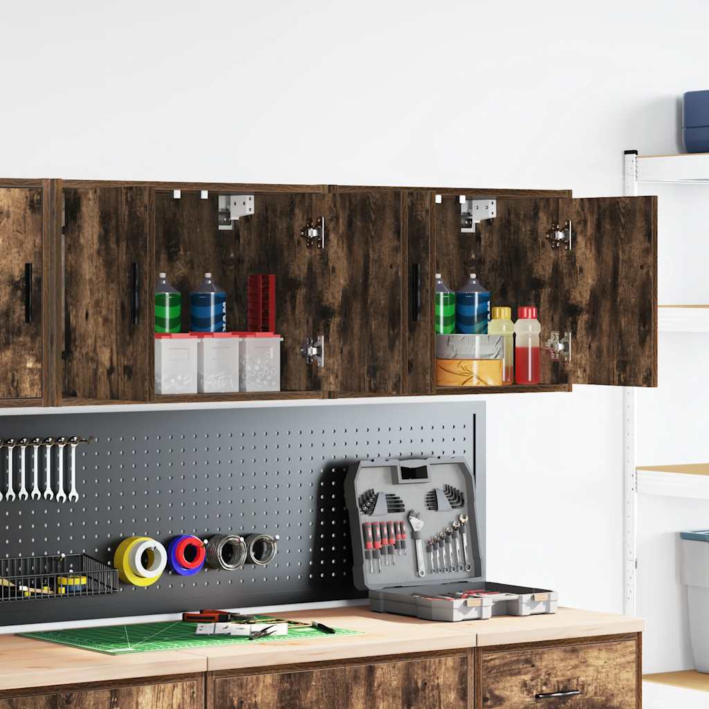 Vidaxx armoires murales de garage 2 pcs aggloméré chêne fumé