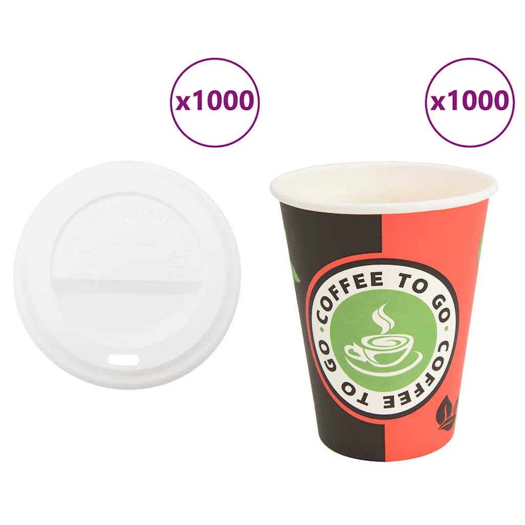 VidaXL tasses à café en papier avec couvercle 1000 pcs 4oz 100 ml