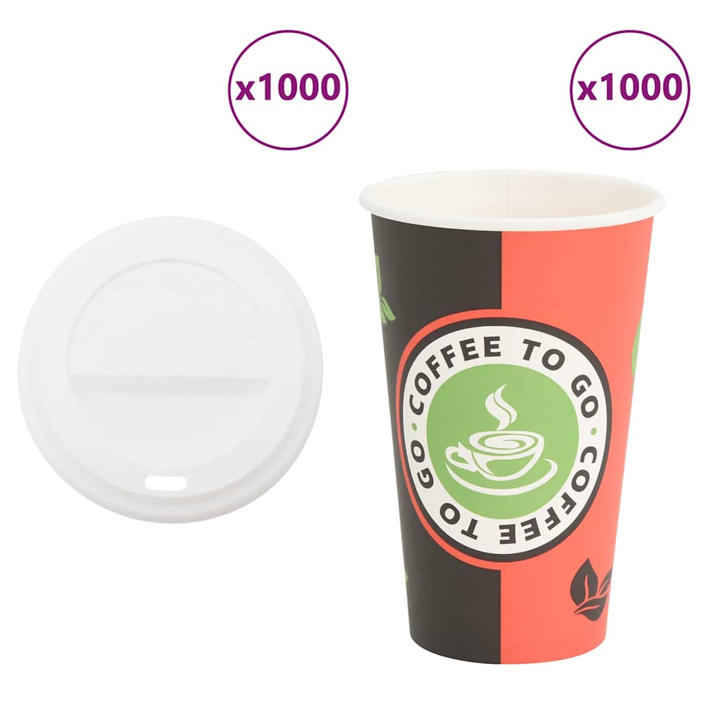 VidaXL tasses à café en papier avec couvercle 1000 pcs 16oz 400 ml