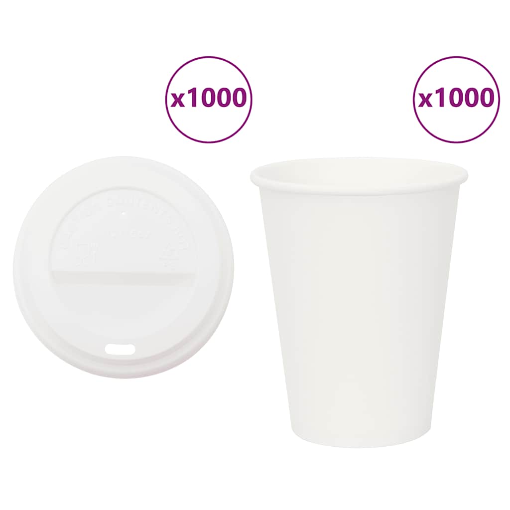 Vidaxxl tasses à café en papier avec couvercle 1000 pcs 12oz 300 ml