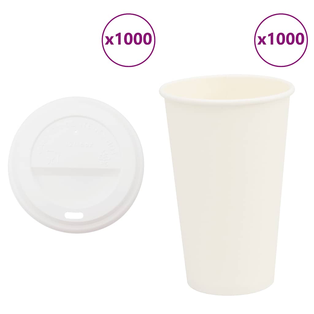 VidaXL tasses à café en papier avec couvercle 1000 pcs 16oz 400 ml