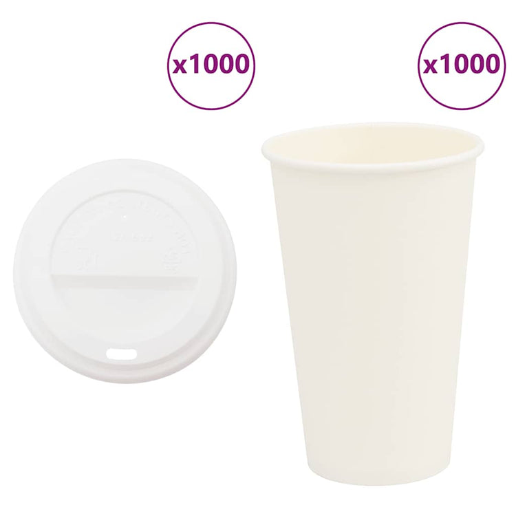 VidaXL tasses à café en papier avec couvercle 1000 pcs 16oz 400 ml