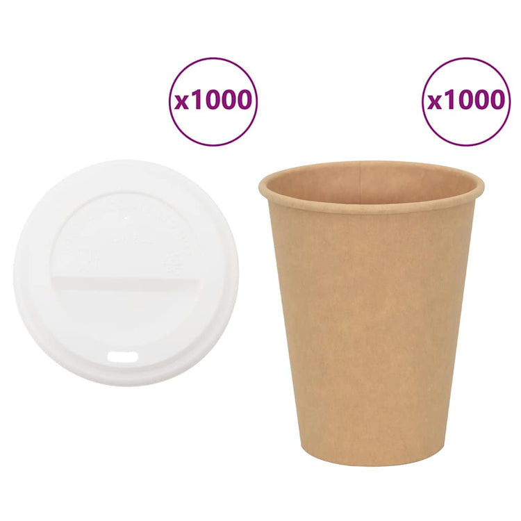 Vidaxxl tasses à café en papier avec couvercle 1000 pcs 12oz 300 ml