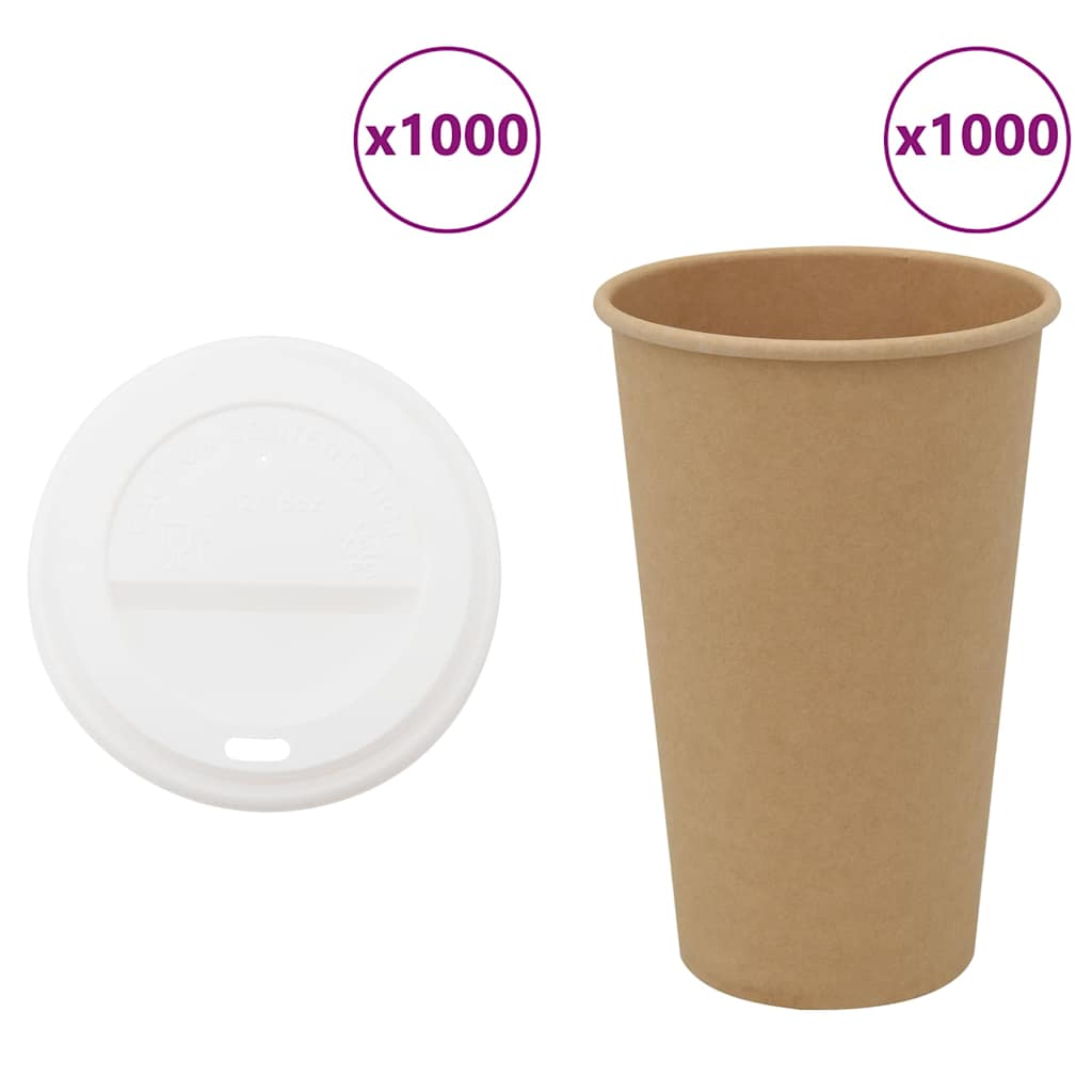 VidaXL tasses à café en papier avec couvercle 1000 pcs 16oz 400 ml