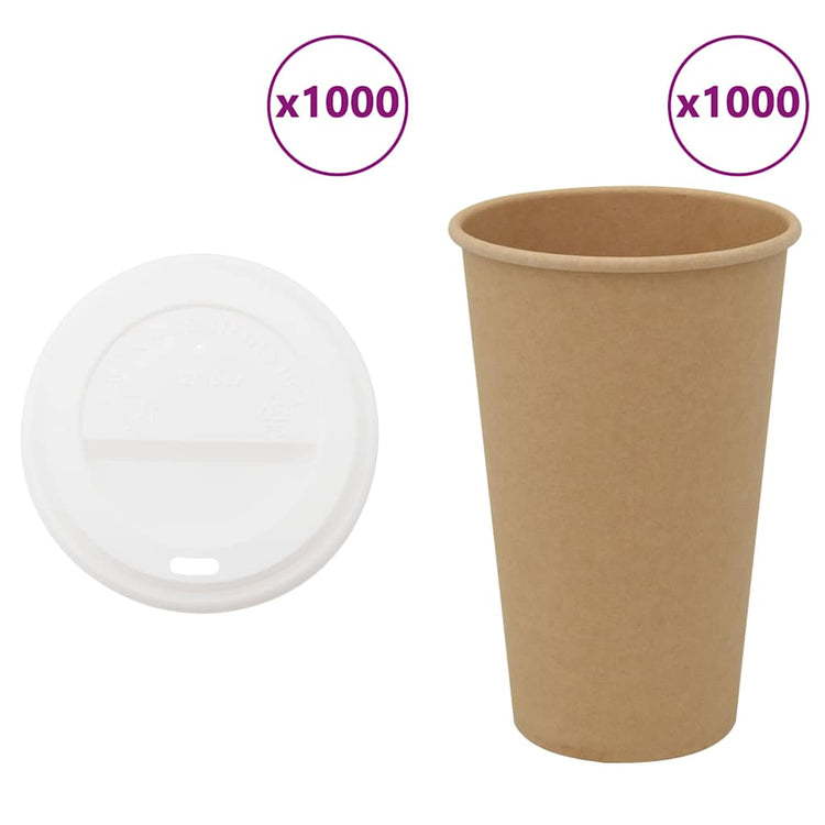 VidaXL tasses à café en papier avec couvercle 1000 pcs 16oz 400 ml