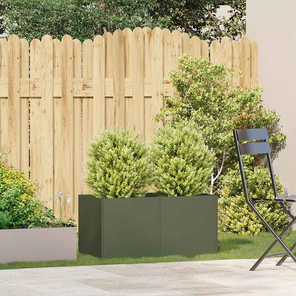 Vidaxx jardinière 80x40x40 cm acier laminé à froid vert olive